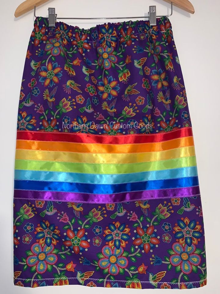 Youth Rainbow Hummingbird Ribbon Skirt